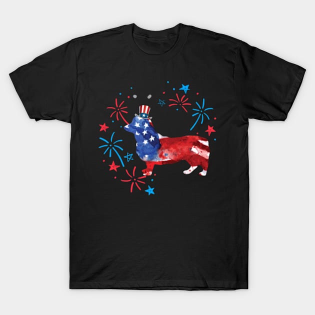 Corgi Uncle Sam Hat 4Th Of July T-Shirt by TerronesAdrianer